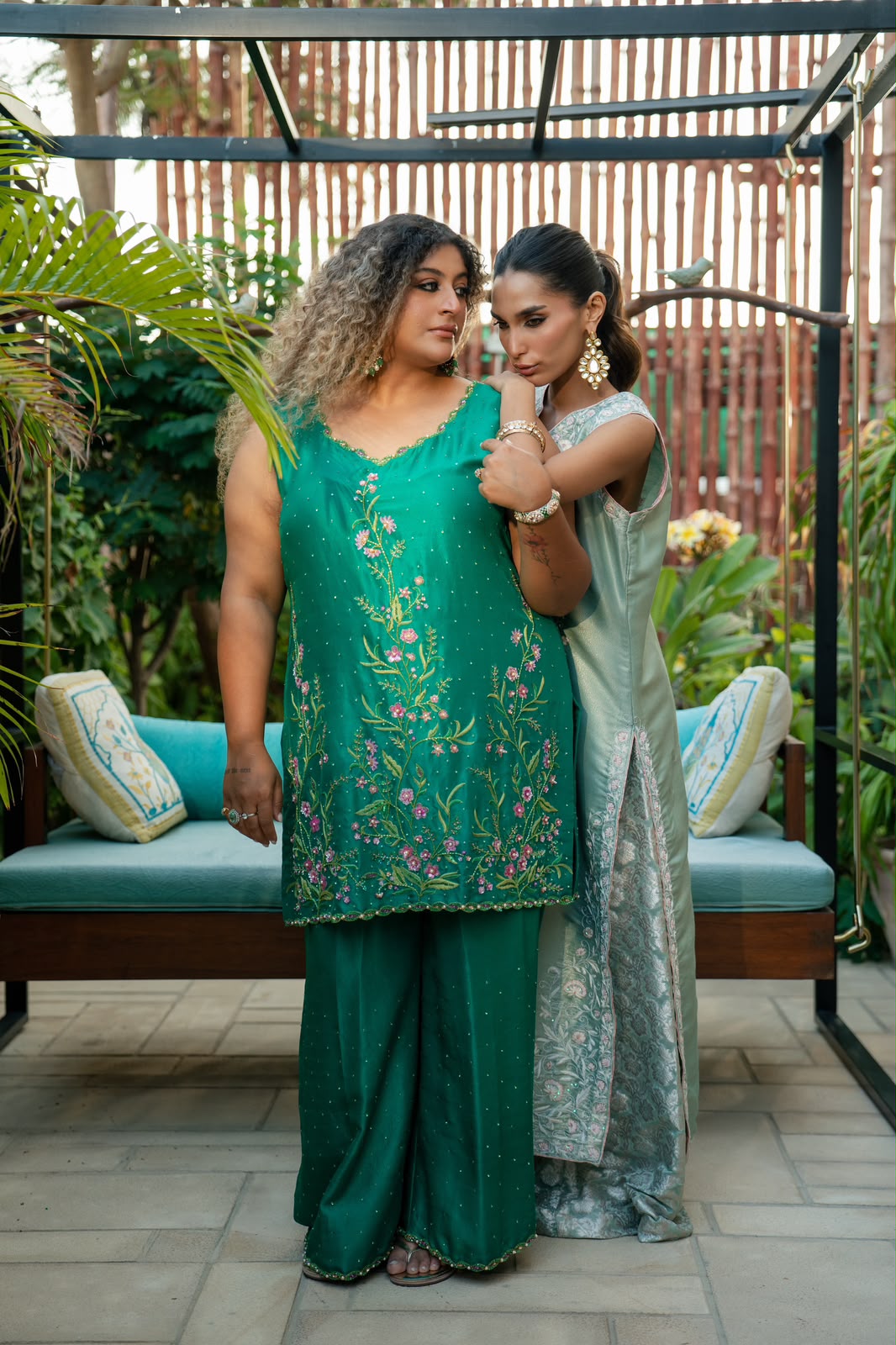 Dark green pure silk