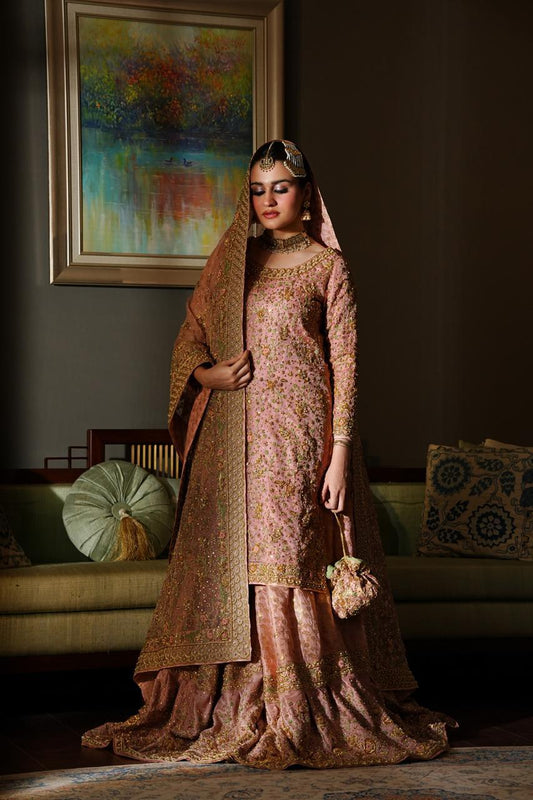 Farshi Gharara in Tea Pink