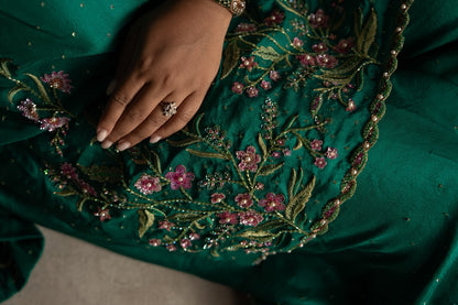 Dark green pure silk